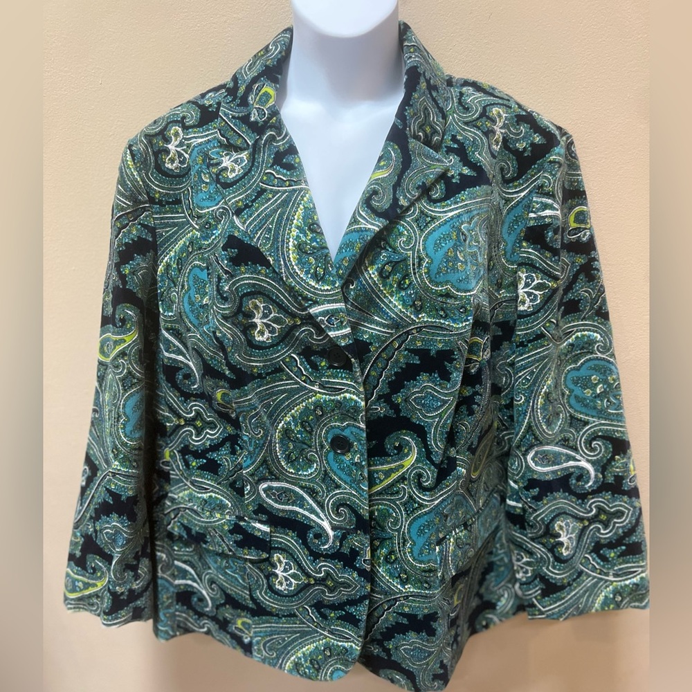 Talbots Elegant Paisley Women's Velvet Jacket Size 24W